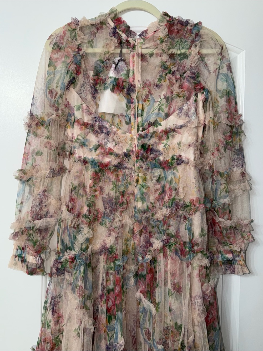 NWT CATCHALL Floral Ruffle Mesh Tiered Maxi Dress Romantic Cottagecore - Picture 8 of 11